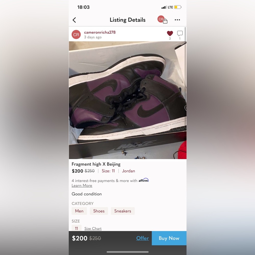 Help my bf sell his shoes!!!!-fragment high x Beijing